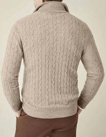 Men&#39;s Cable Knit Half-Zip Wool Blend Sweater