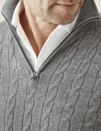 Men&#39;s Cable Knit Half-Zip Wool Blend Sweater