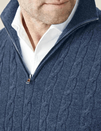 Men&#39;s Cable Knit Half-Zip Wool Blend Sweater