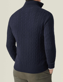 Men&#39;s Cable Knit Half-Zip Wool Blend Sweater
