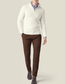 Men&#39;s Cable Knit Half-Zip Wool Blend Sweater