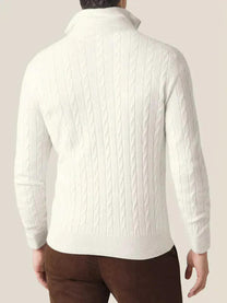 Men&#39;s Cable Knit Half-Zip Wool Blend Sweater