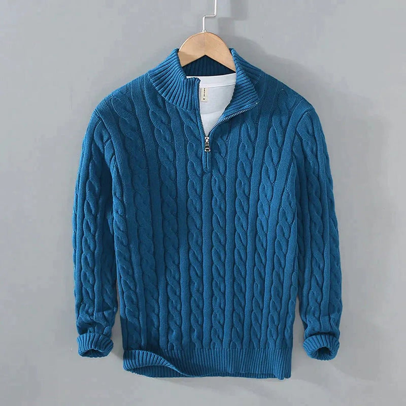 Men&#39;s Cable Knit Quarter Zip Sweater