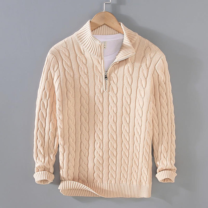 Men&#39;s Cable Knit Quarter Zip Sweater