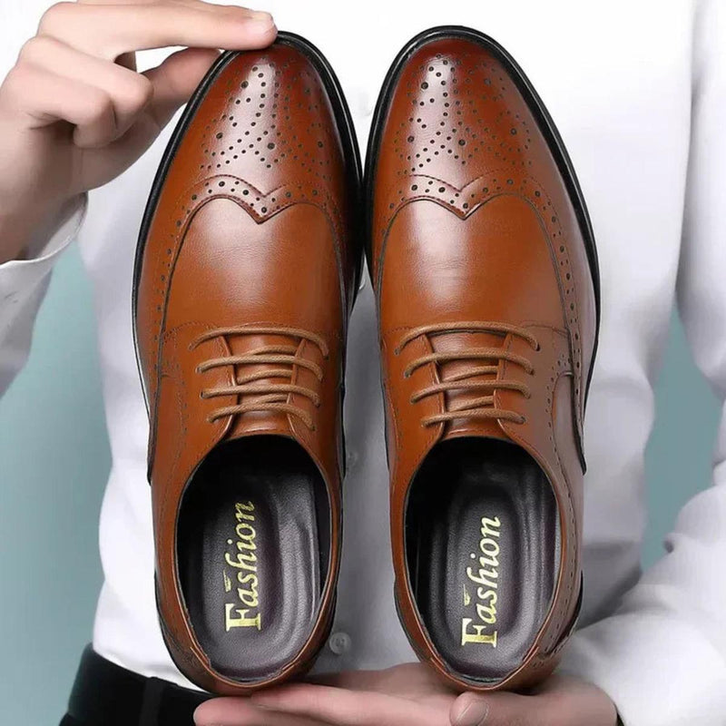 Men&#39;s Calf Leather Dress Shoes - Classic Lace-Up Style