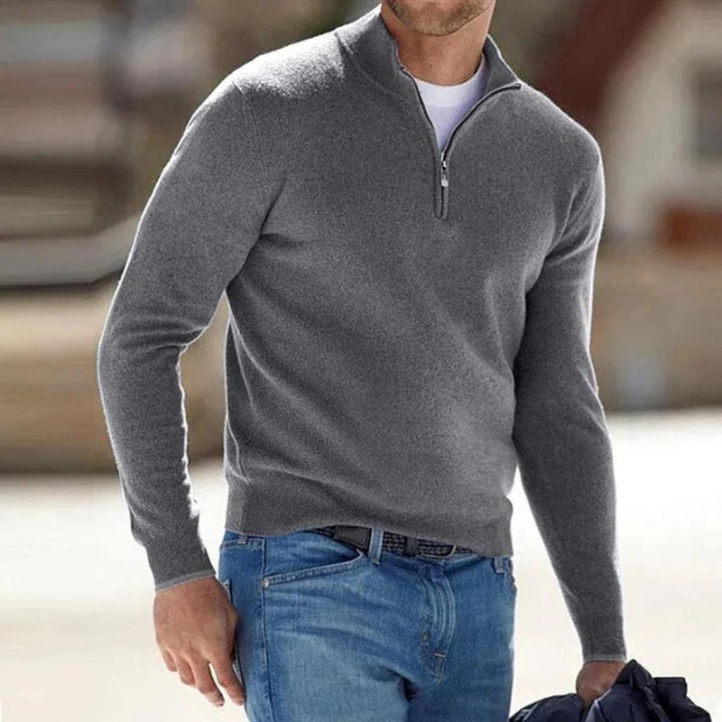 Men&#39;s Cashmere Blend Quarter-Zip Sweater