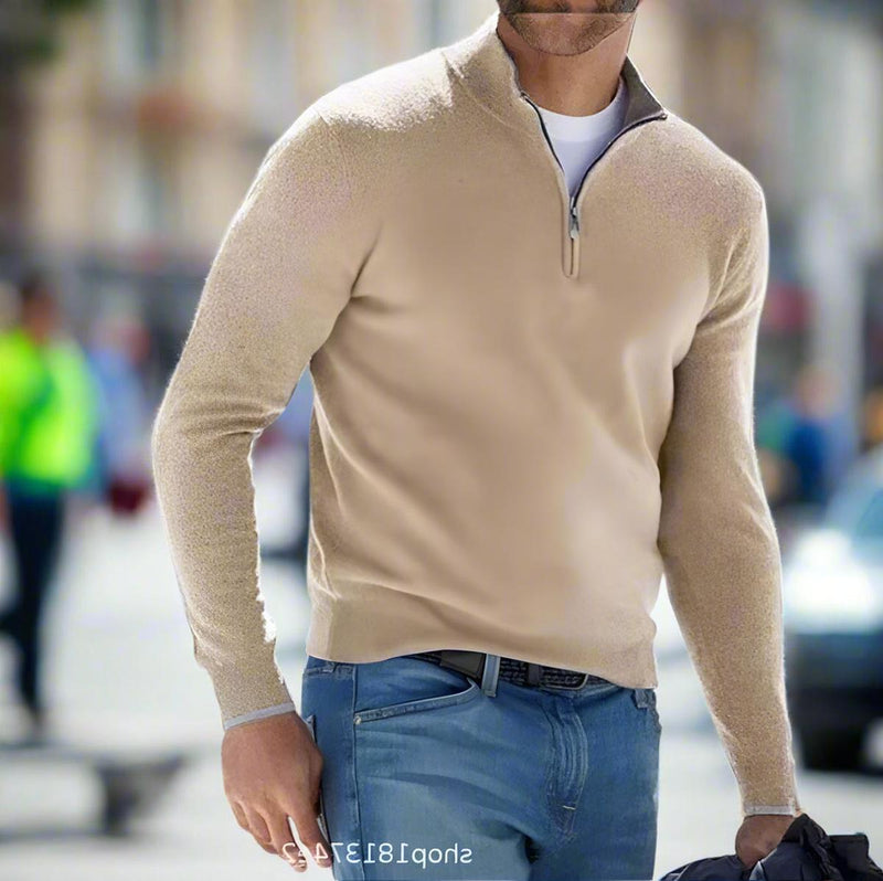Men&#39;s Cashmere Blend Quarter-Zip Sweater
