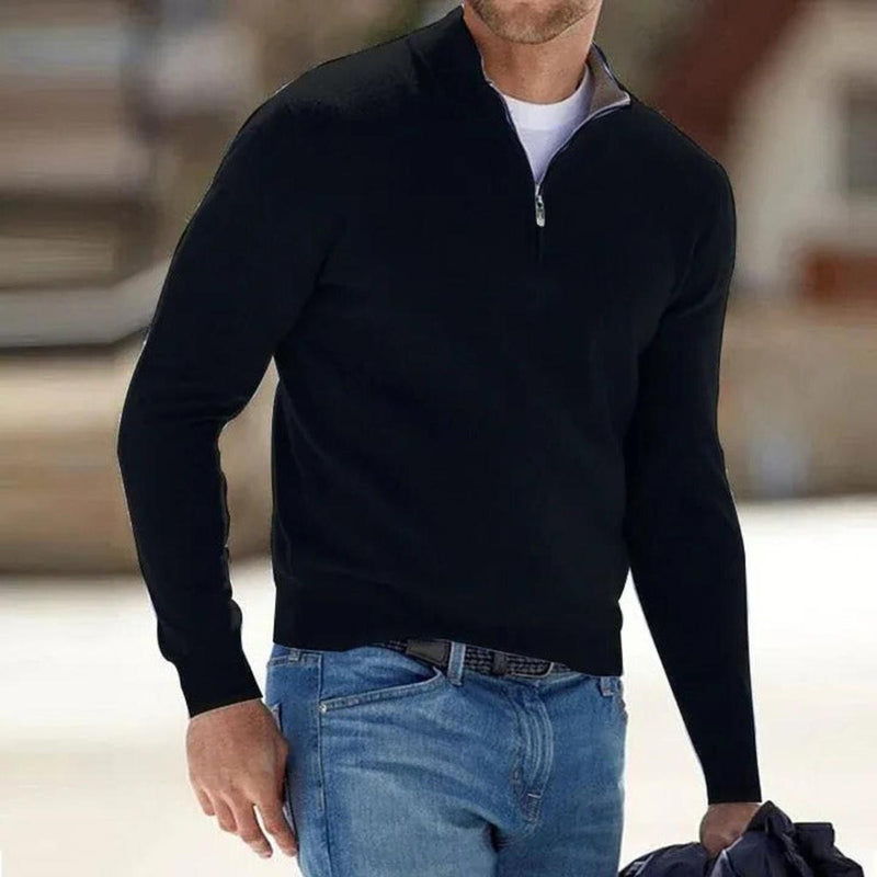Men&#39;s Cashmere Blend Quarter-Zip Sweater