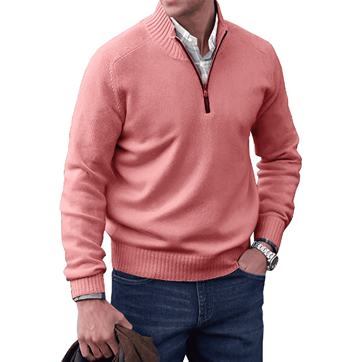 Men&#39;s Cashmere Quarter-Zip Sweater Sleeveless