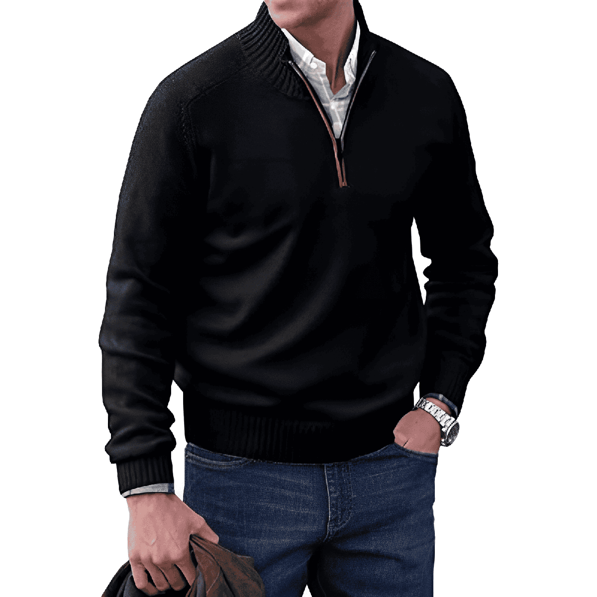 Men&#39;s Cashmere Quarter-Zip Sweater Sleeveless