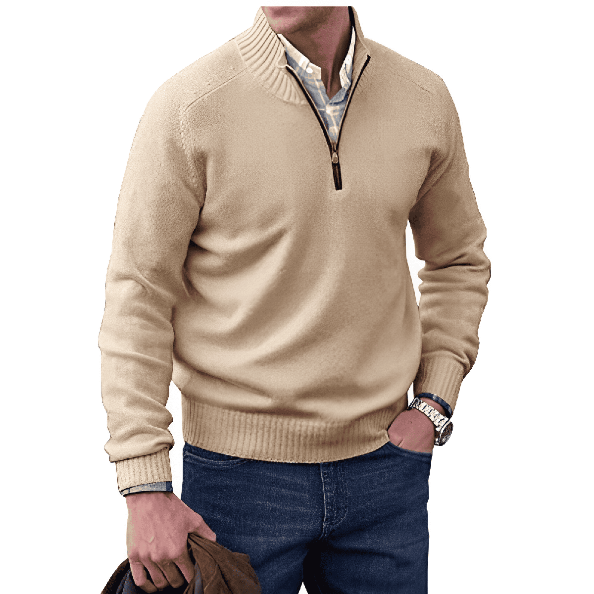 Men&#39;s Cashmere Quarter-Zip Sweater Sleeveless