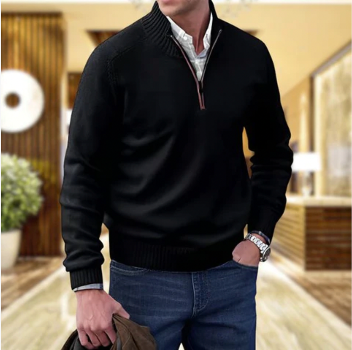 Men&#39;s Cashmere Quarter-Zip Sweater Sleeveless