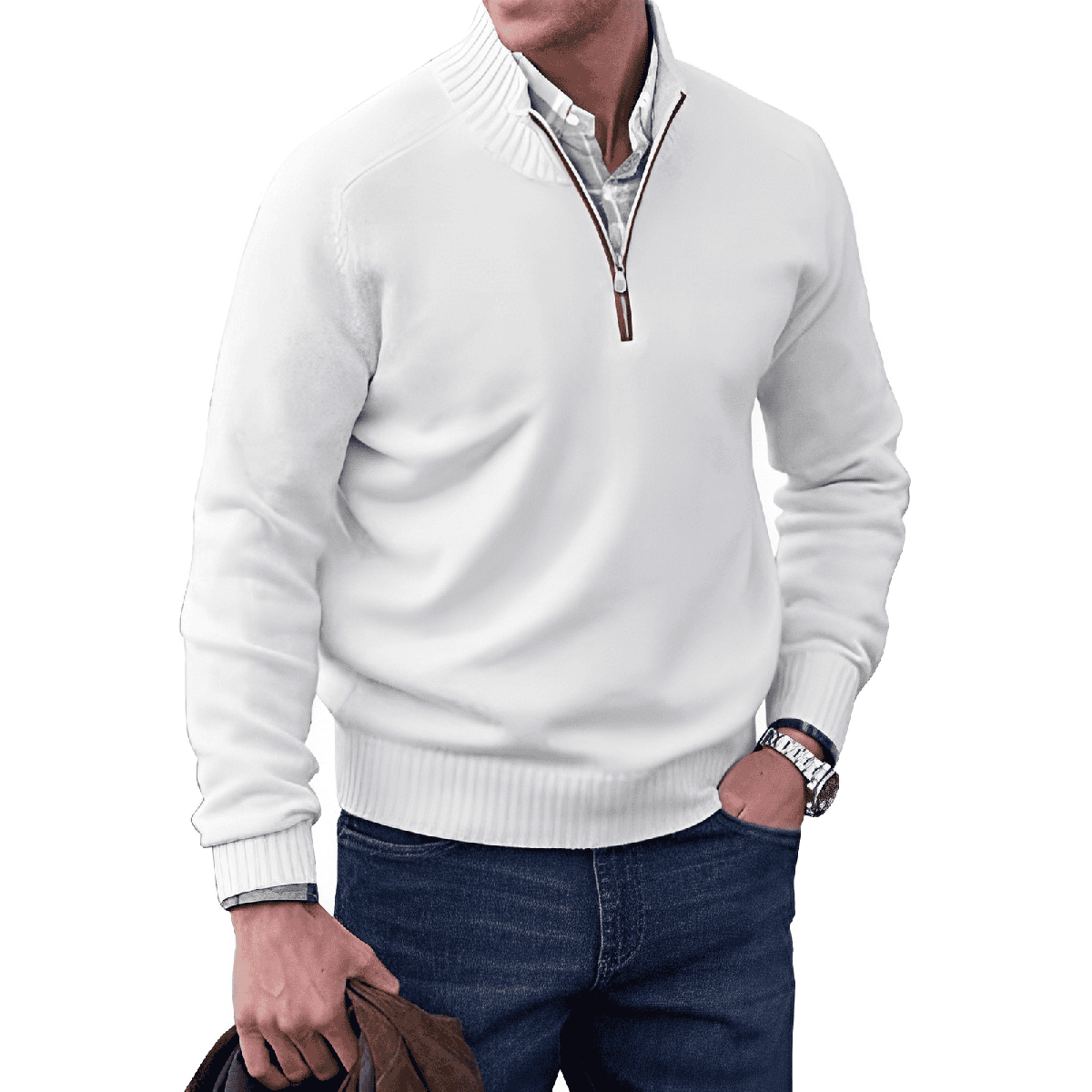 Men&#39;s Cashmere Quarter-Zip Sweater Sleeveless