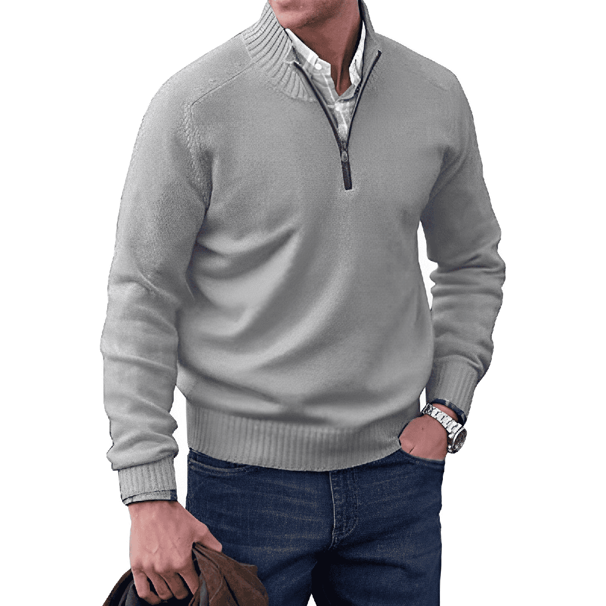 Men&#39;s Cashmere Quarter-Zip Sweater Sleeveless