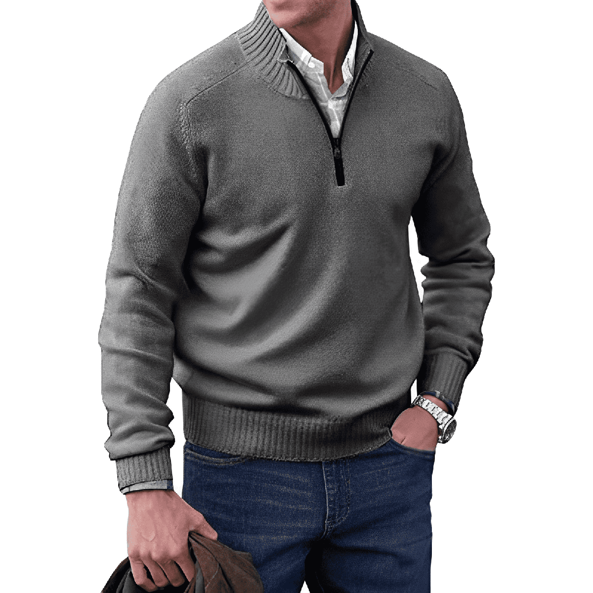 Men&#39;s Cashmere Quarter-Zip Sweater Sleeveless