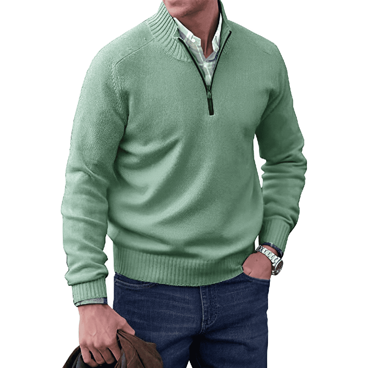 Men&#39;s Cashmere Quarter-Zip Sweater Sleeveless