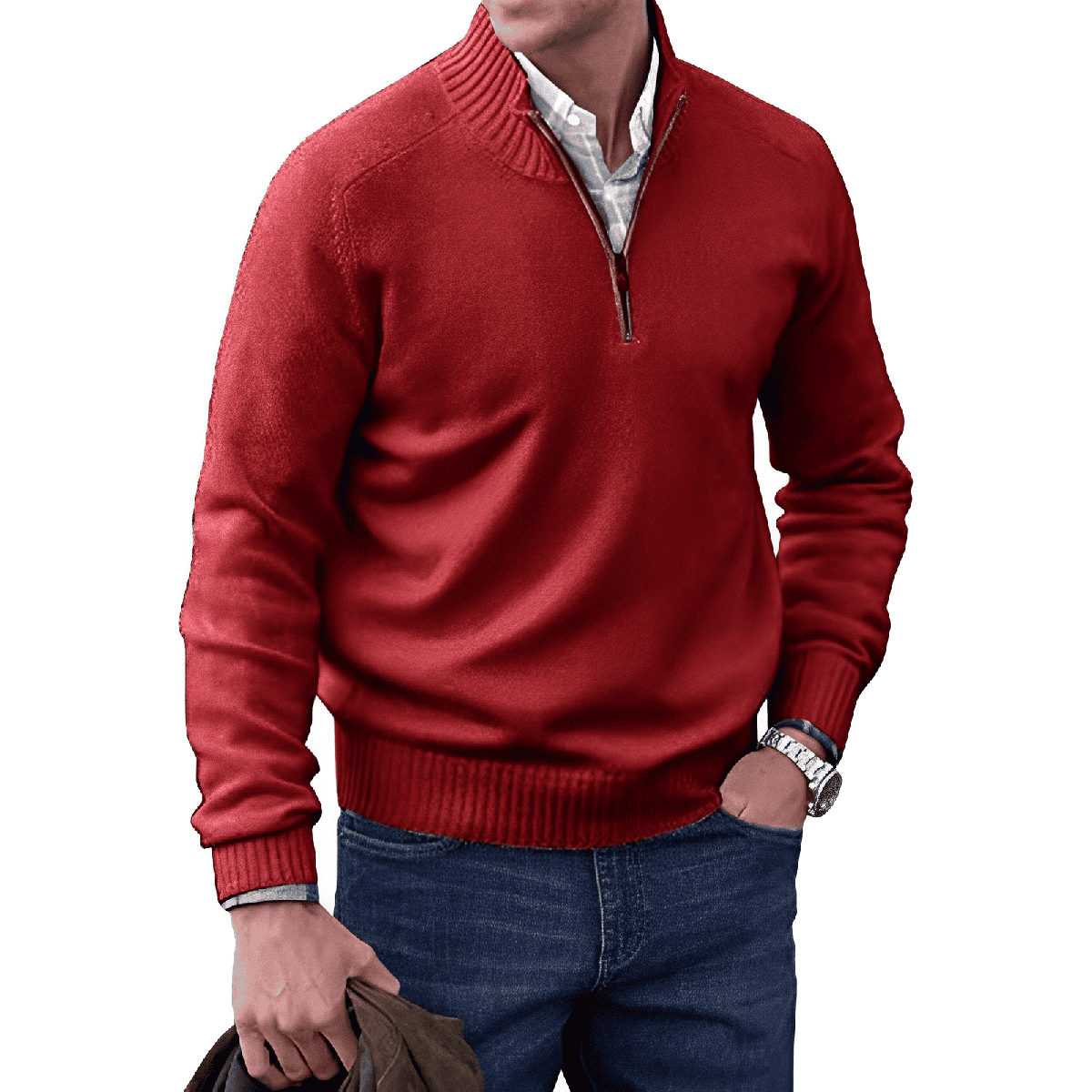 Men&#39;s Cashmere Quarter-Zip Sweater Sleeveless