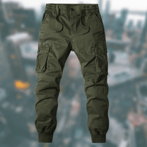 Men&#39;s Casual Cargo Jogger Trousers with Elastic Waistband and Pockets