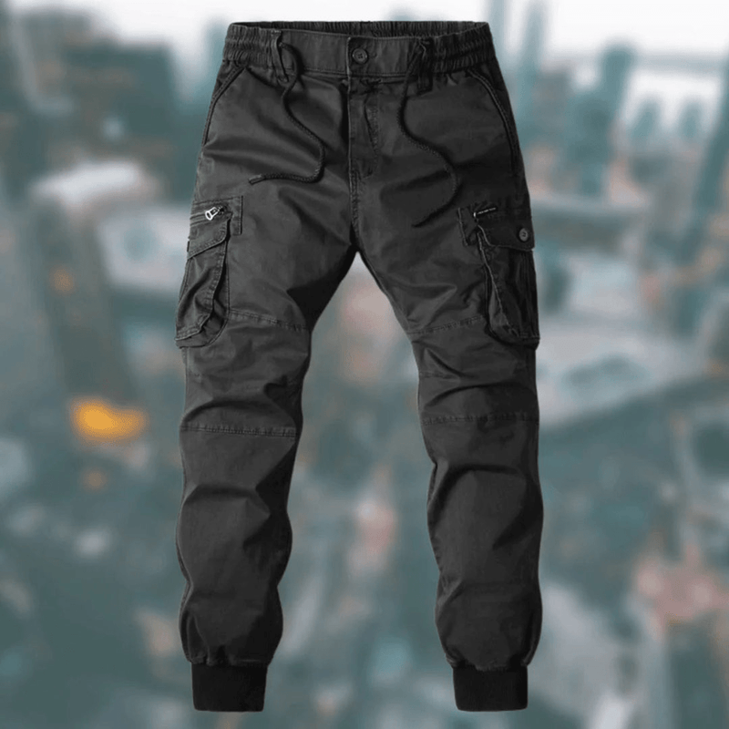 Men&#39;s Casual Cargo Jogger Trousers with Elastic Waistband and Pockets