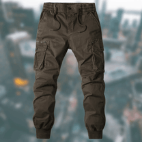 Men&#39;s Casual Cargo Jogger Trousers with Elastic Waistband and Pockets