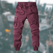 Men&#39;s Casual Cargo Jogger Trousers with Elastic Waistband and Pockets
