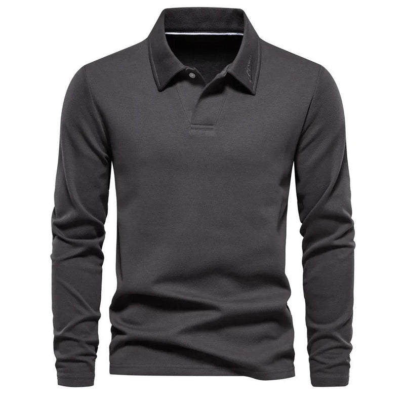 Men&#39;s Casual Long Sleeve Polo Sweater - Stylish and Comfortable