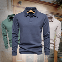 Men&#39;s Casual Long Sleeve Polo Sweater - Stylish and Comfortable