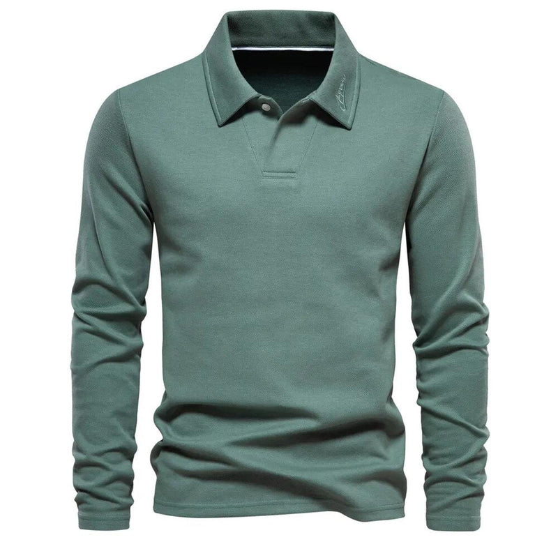 Men&#39;s Casual Long Sleeve Polo Sweater - Stylish and Comfortable