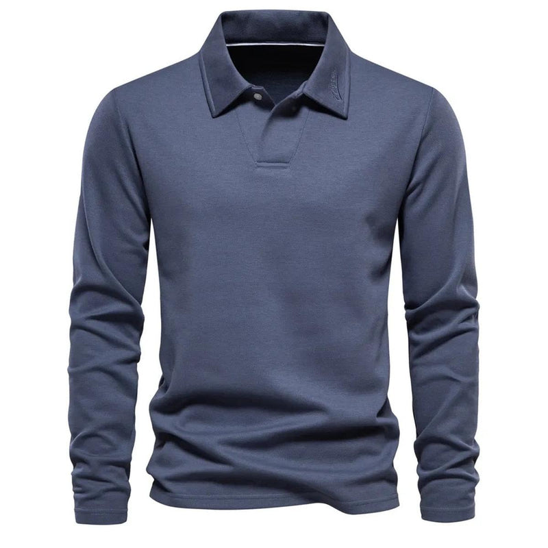 Men&#39;s Casual Long Sleeve Polo Sweater - Stylish and Comfortable