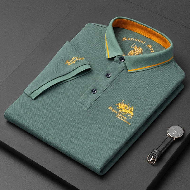 Men&#39;s Casual Polo Shirt With Button-Down Collar And Tailored Fit