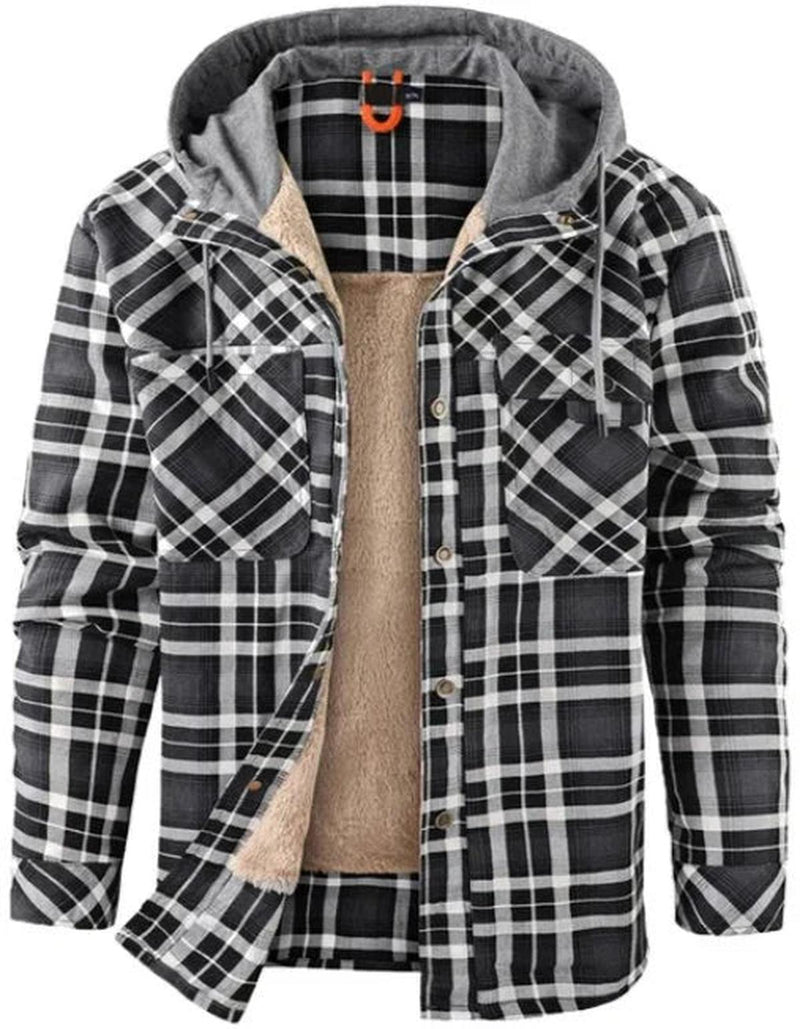 Men&#39;s Checked Outdoor Jacket With Insulation And Water-Repellent Coating