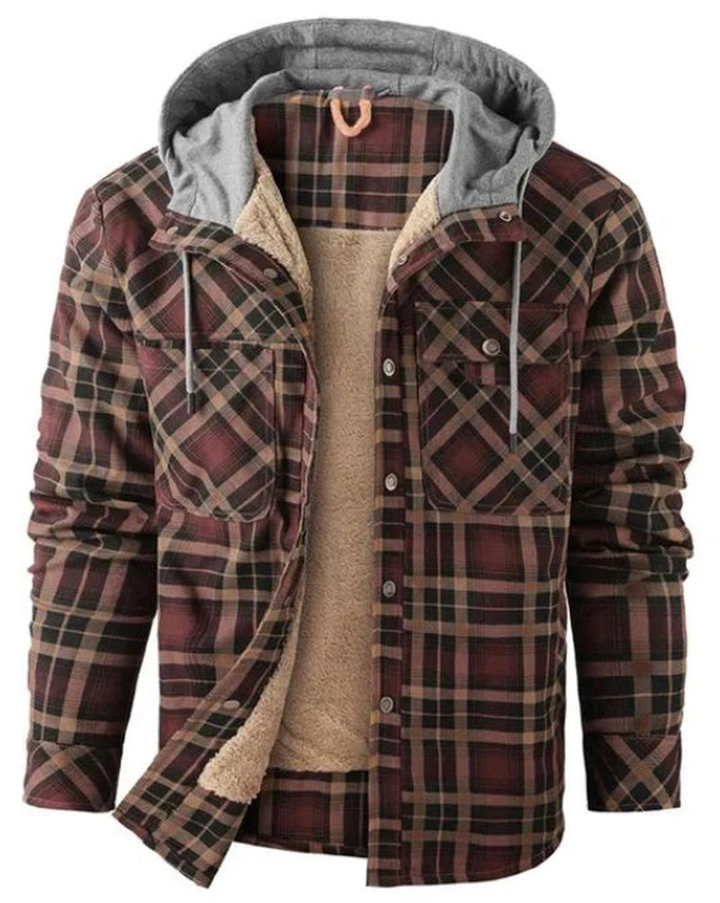 Men&#39;s Checked Outdoor Jacket With Insulation And Water-Repellent Coating