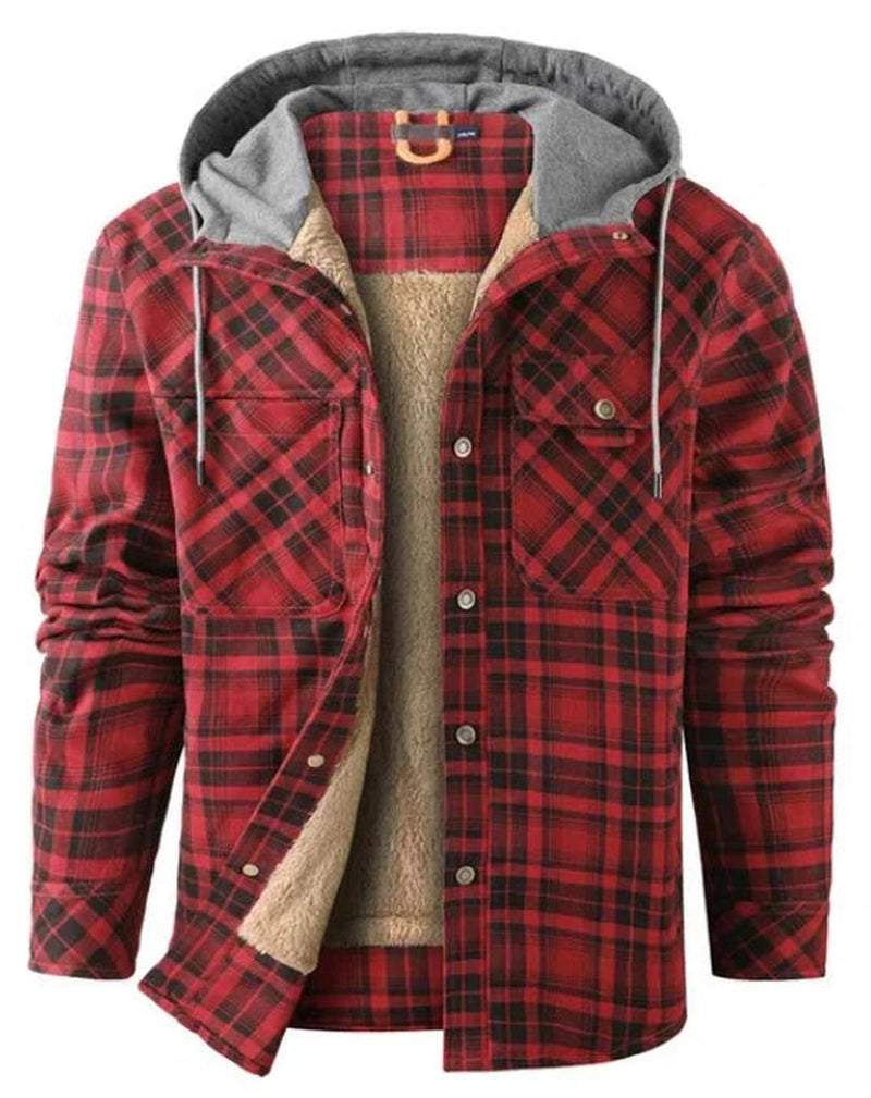 Men&#39;s Checked Outdoor Jacket With Insulation And Water-Repellent Coating