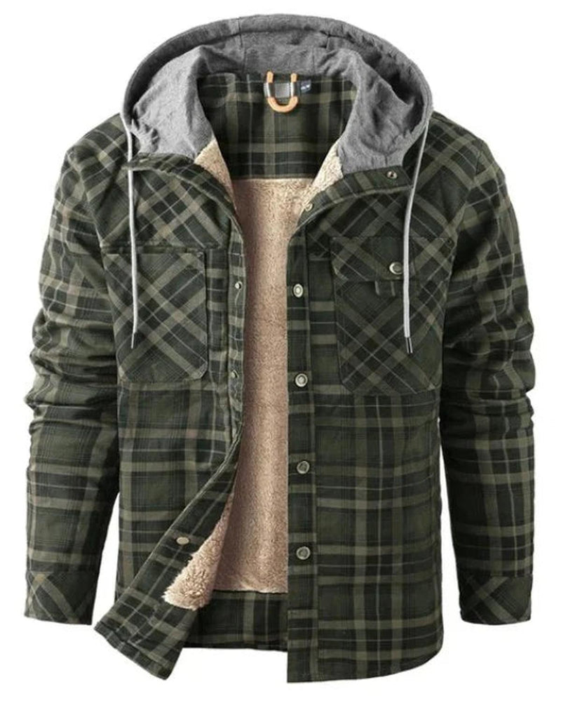 Men&#39;s Checked Outdoor Jacket With Insulation And Water-Repellent Coating