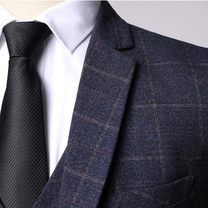 Men&#39;s Classic Check 3-Piece Suit With Trousers Vest Blazer