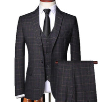Men&#39;s Classic Check 3-Piece Suit With Trousers Vest Blazer