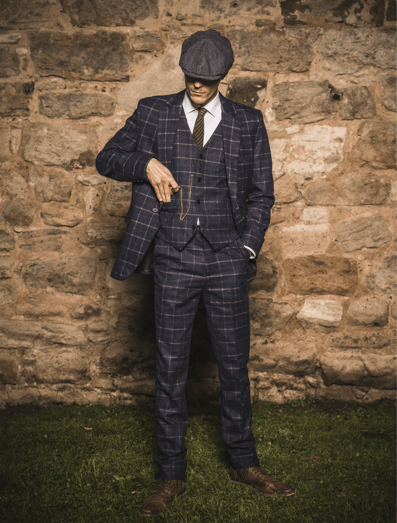 Men&#39;s Classic Check 3-Piece Suit With Trousers Vest Blazer