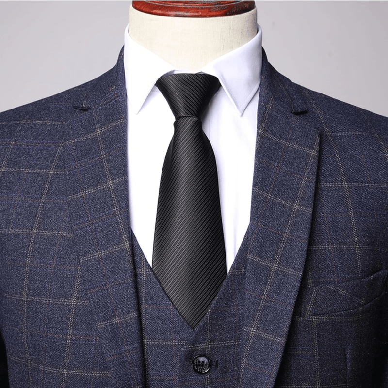 Men&#39;s Classic Check 3-Piece Suit With Trousers Vest Blazer