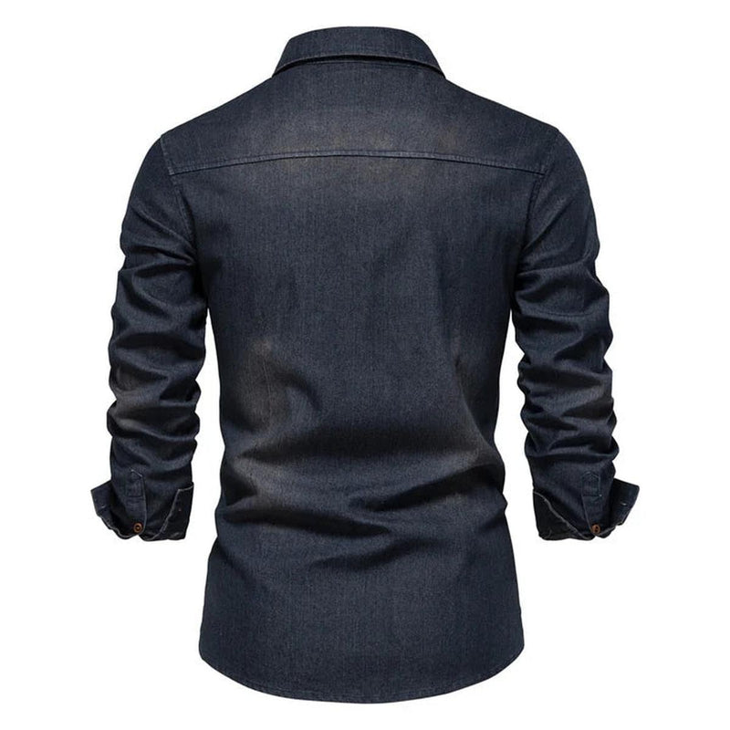 Men&#39;s Classic Denim Shirt Regular Fit Casual Button-Down
