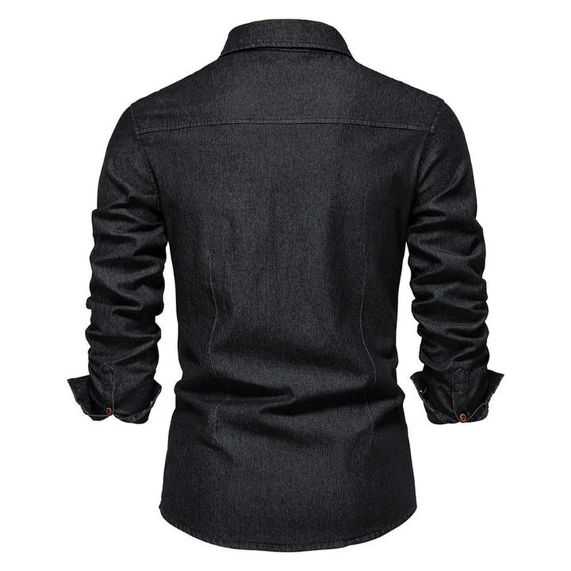 Men&#39;s Classic Denim Shirt Regular Fit Casual Button-Down