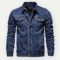 Men&#39;s Classic Denim Trucker Jacket With Adjustable Waist And Cuffs