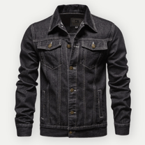 Men&#39;s Classic Denim Trucker Jacket With Adjustable Waist And Cuffs