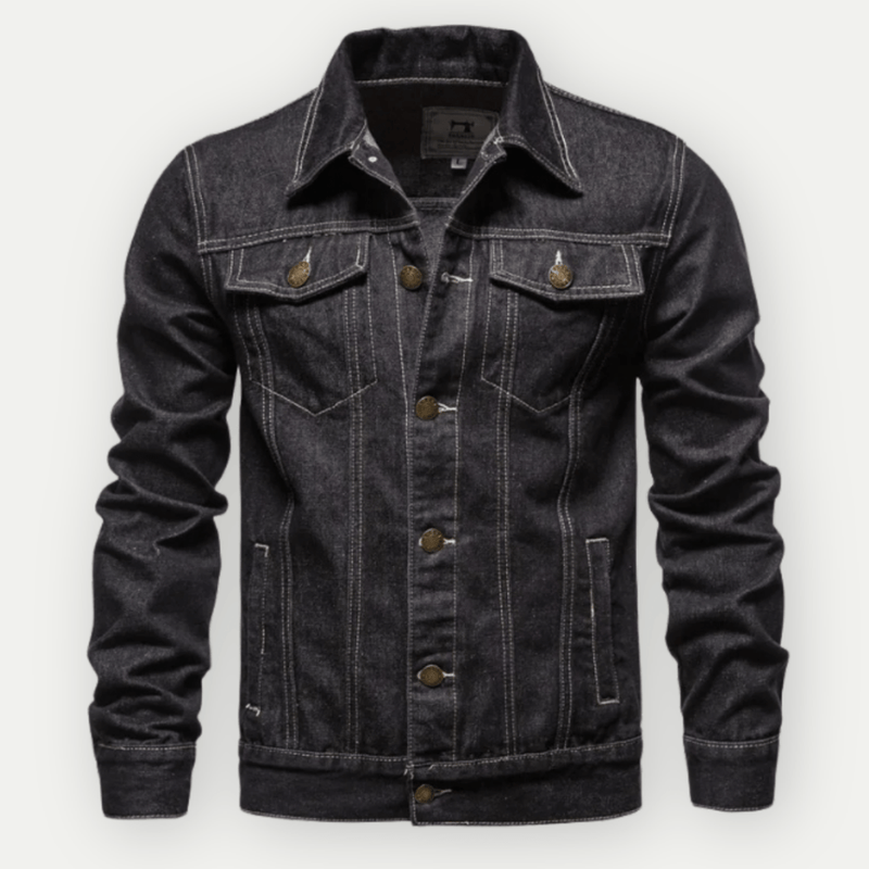 Men&#39;s Classic Denim Trucker Jacket With Adjustable Waist And Cuffs