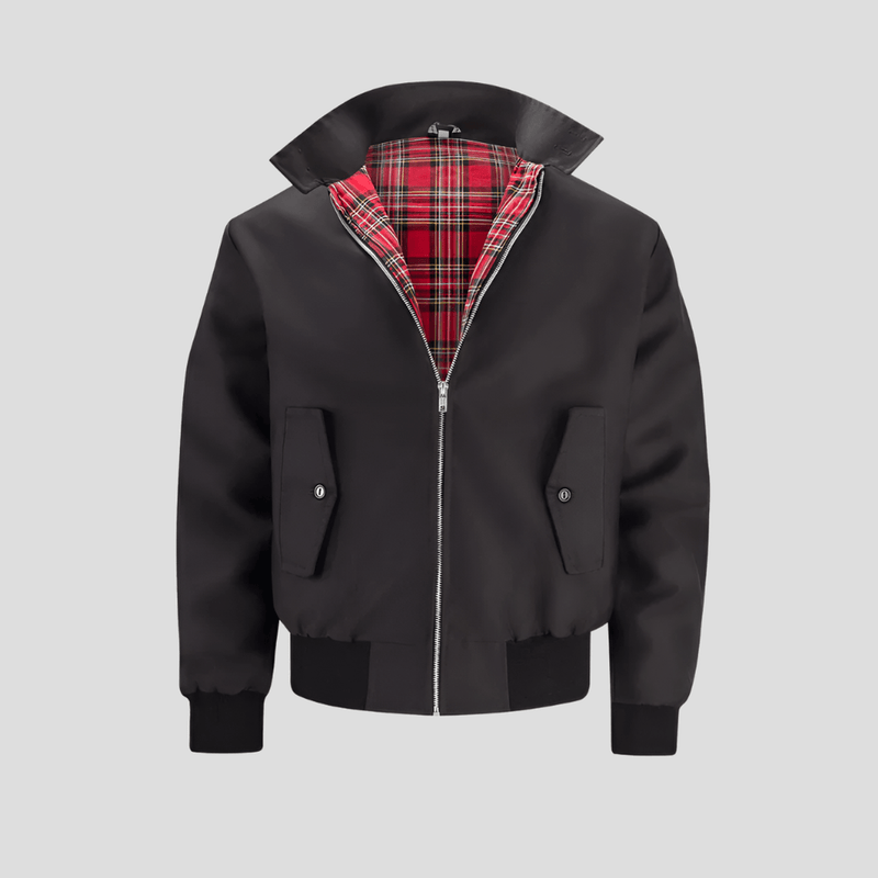Men&#39;s Classic Harrington Jacket With Ribbed Cuffs And Zipper