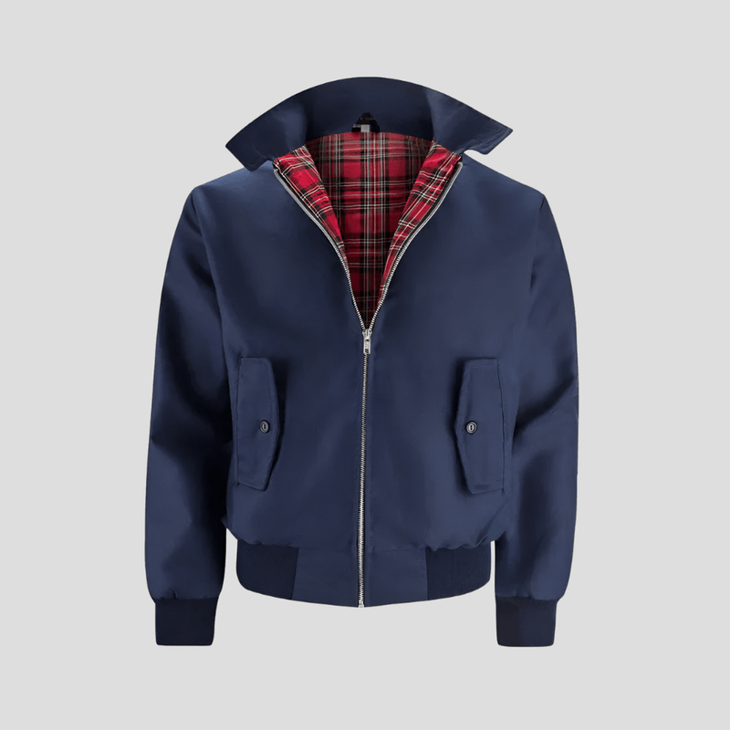 Men&#39;s Classic Harrington Jacket With Ribbed Cuffs And Zipper