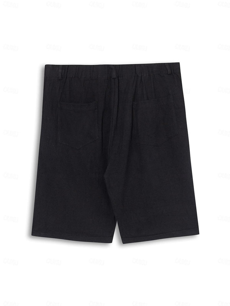 Men&#39;s Classic Linen-Cotton Shorts With Elastic Waistband