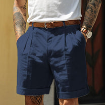 Men&#39;s Classic Linen-Cotton Shorts With Elastic Waistband
