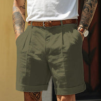 Men&#39;s Classic Linen-Cotton Shorts With Elastic Waistband