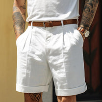 Men&#39;s Classic Linen-Cotton Shorts With Elastic Waistband