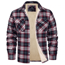 Men&#39;s Classic Plaid Winter Jacket With Plush Lining